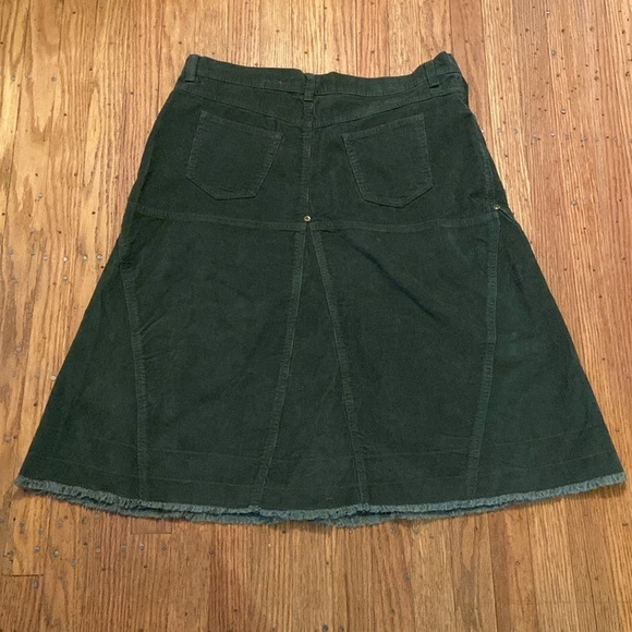 Gloria Vanderbilt Corduroy Skirt 5 Pockets No Slit Raw Hem Green 16 - Picture 3 of 6